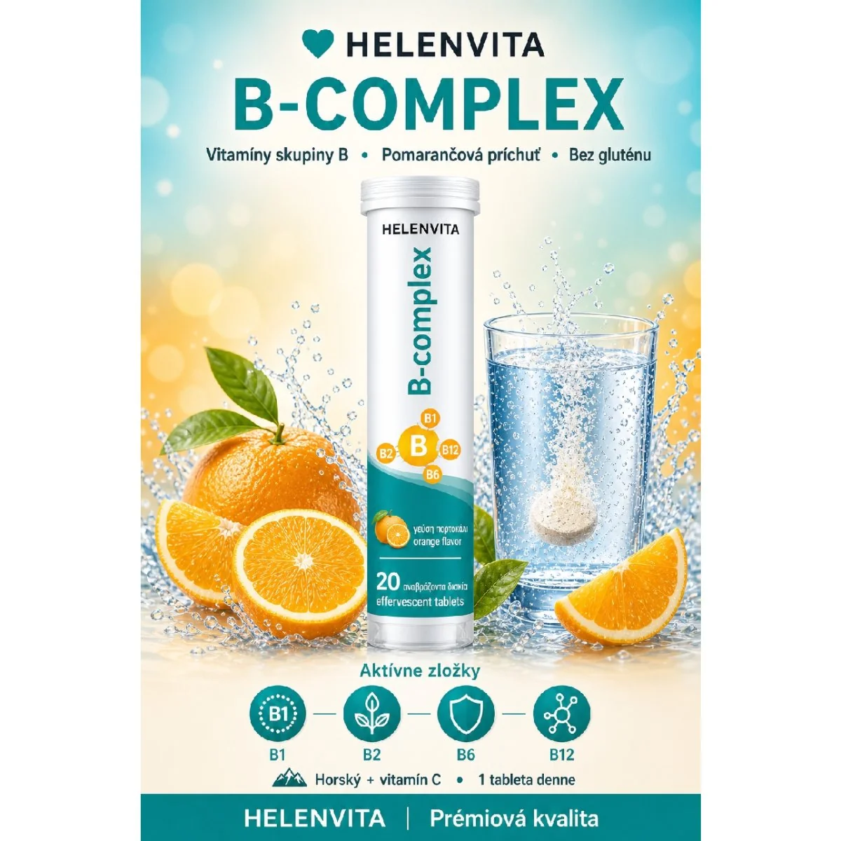 Helenvita B-Complex 20 šumivých tabliet s horčíkom a vit. C, E