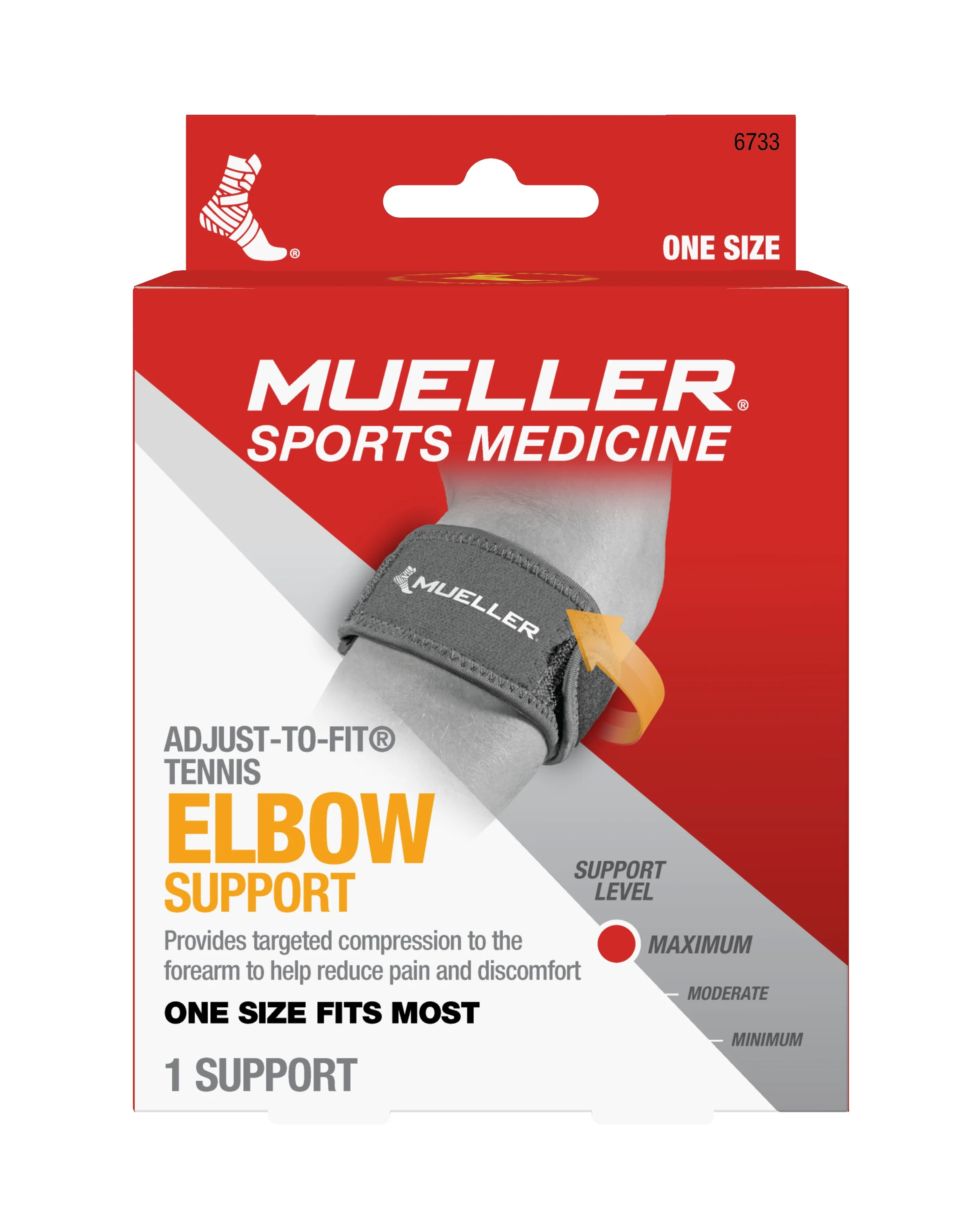 Mueller Adjust-to-Fit Tennis Elbow Support, prúžok na tenisový lakeť s gélovým vankúšikom 1 ks