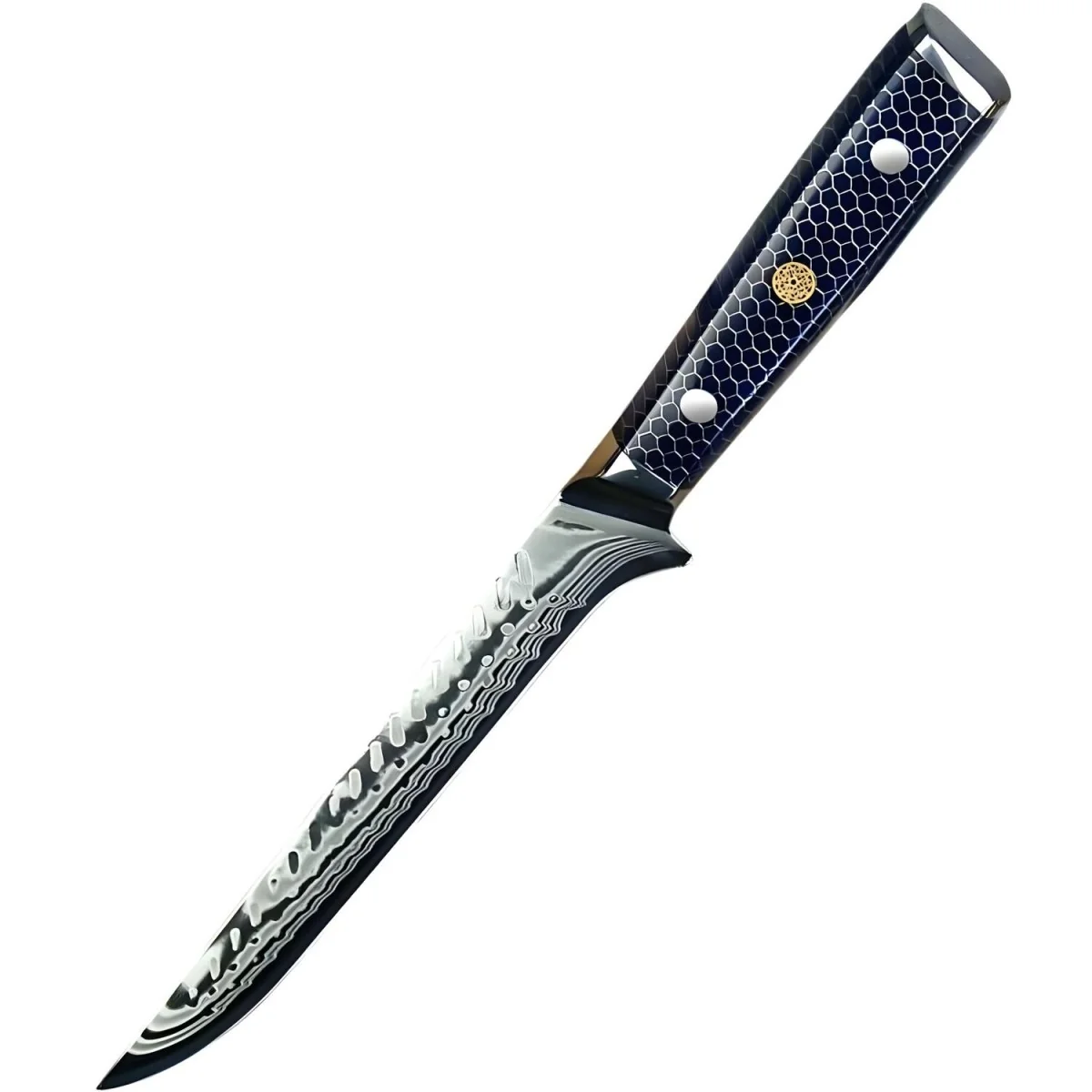 Damaškový kuchynský nôž Yurei-Boning/Modrá