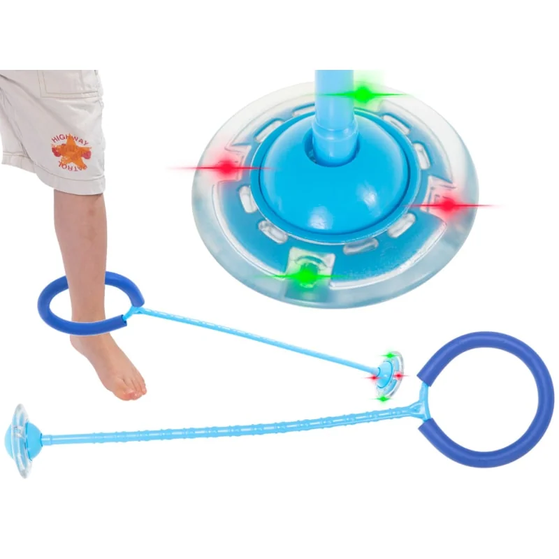 Hula hoop na nohu, švihadlo, skipper ball, svietiaca blikajúca LED modrá - zábavná športová sada s LED efektom pre deti