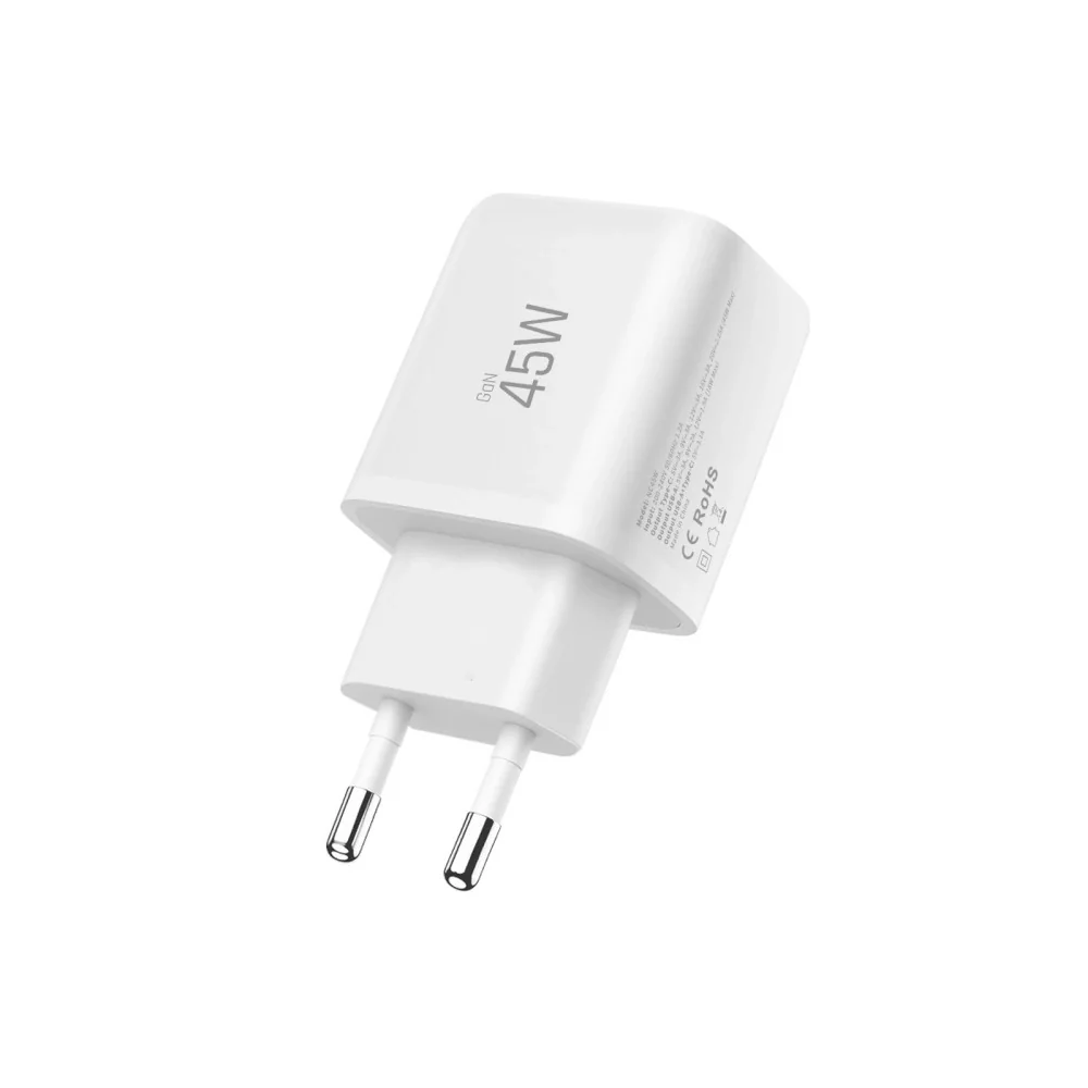 Tech-Protect NCA45W GaN sieťová nabíjačka USB / USB-C 45W PD QC + kábel Lightning, biela l Lightning, biela