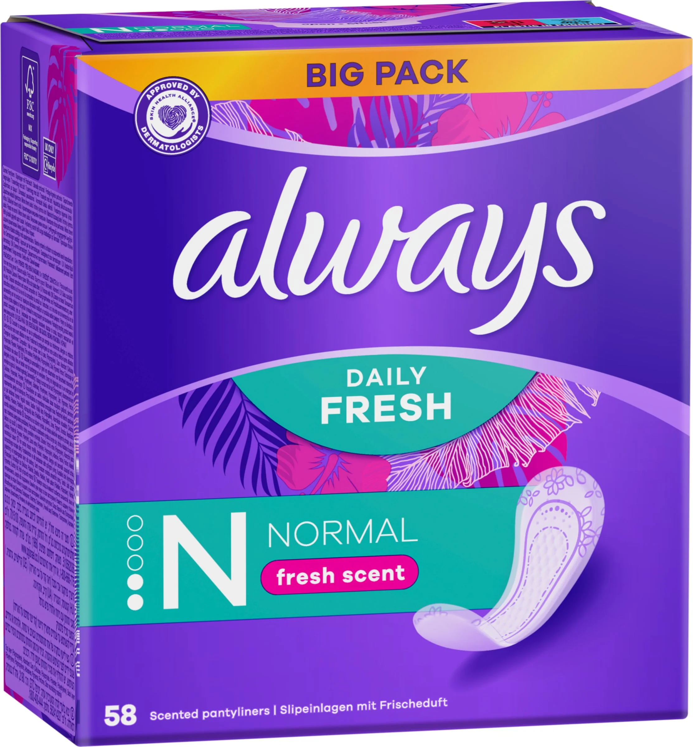 Always Intimky Fresh& Protect Parfumovane Normal 1×58 ks