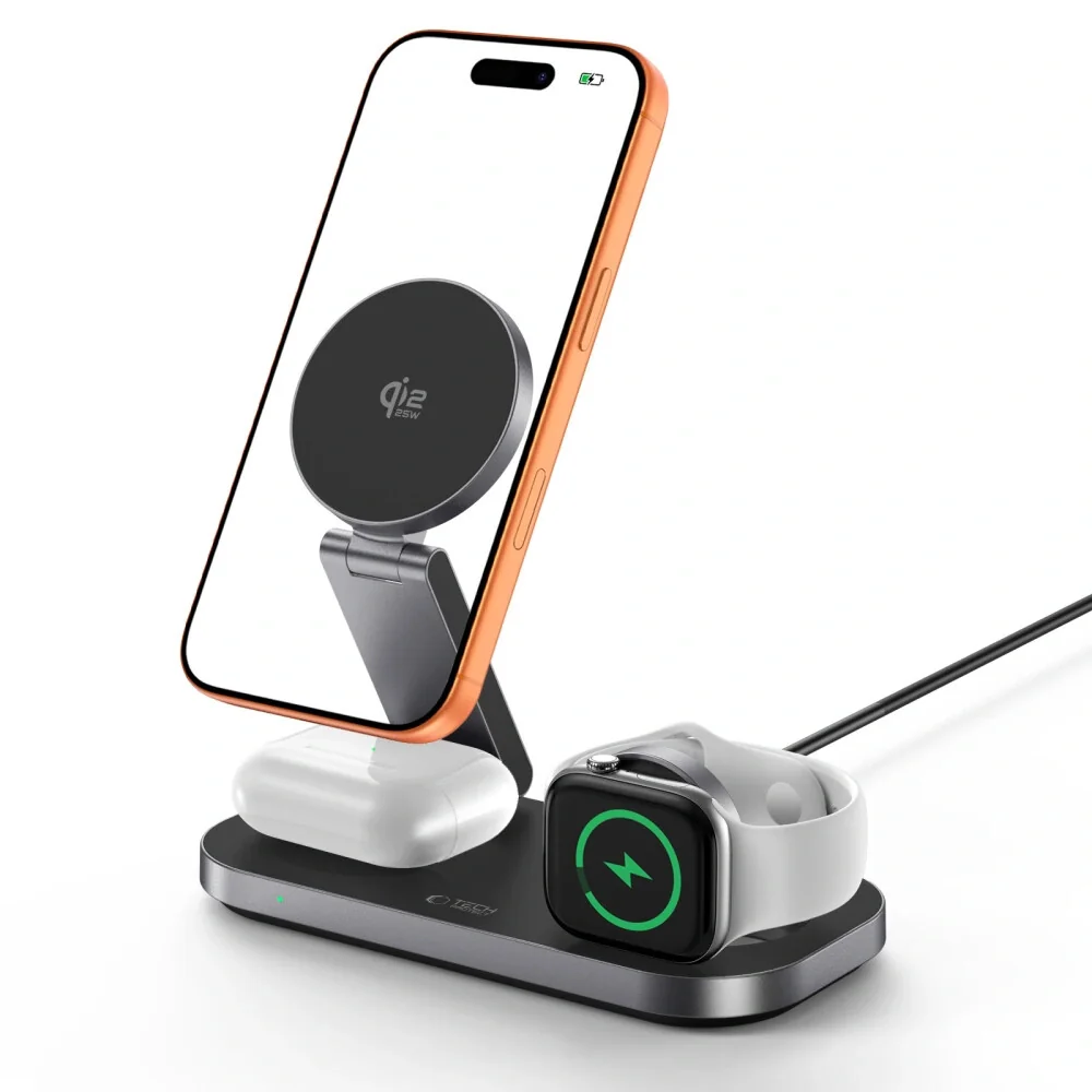Tech-Protect A52 MagSafe bezdrôtová nabíjačka na mobil / Apple Watch / AirPods 25W Qi2.2, čierna