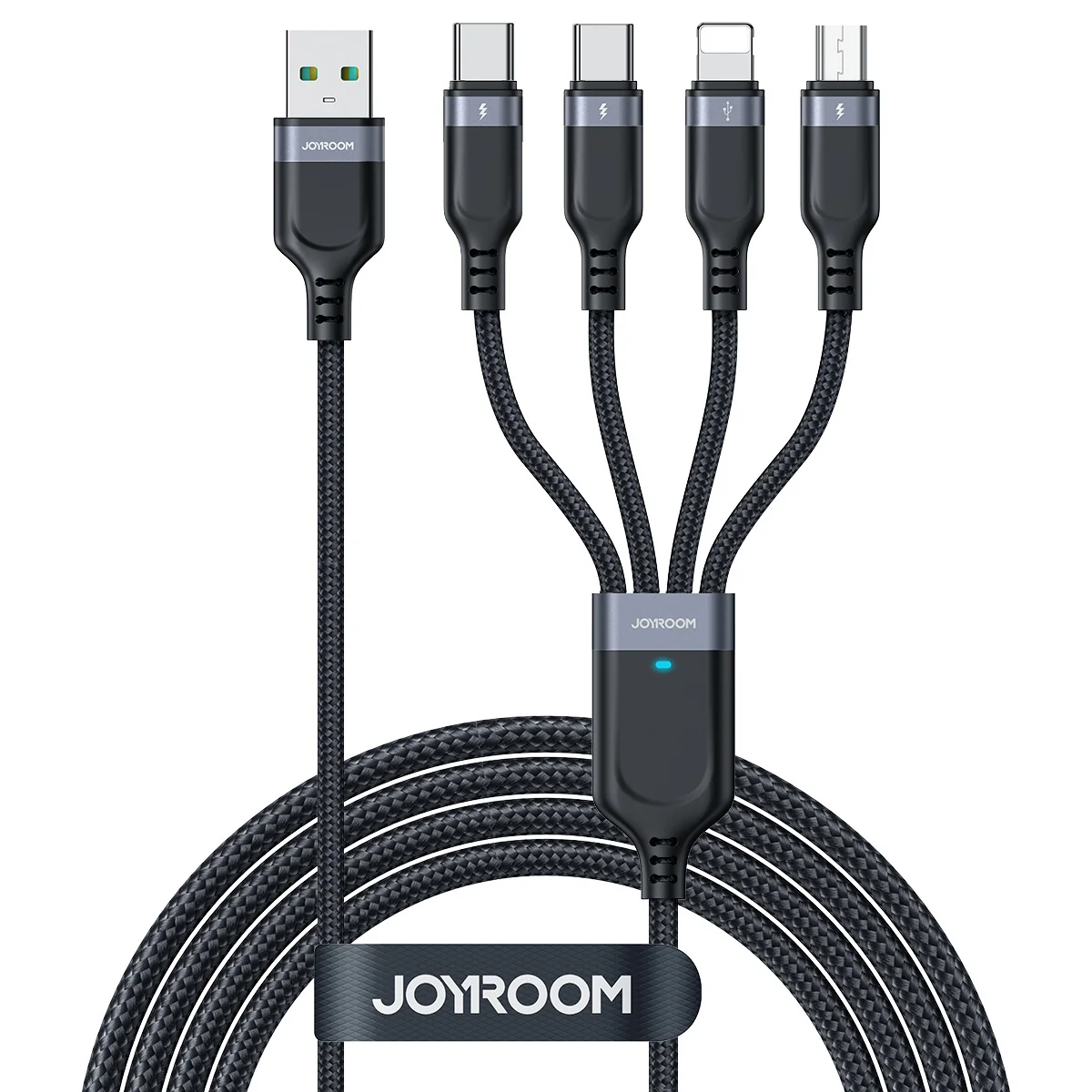 Joyroom S-A18 kábel USB - 2x USB-C / Lightning / micro USB 3.5A 1.2m, čierny čierny
