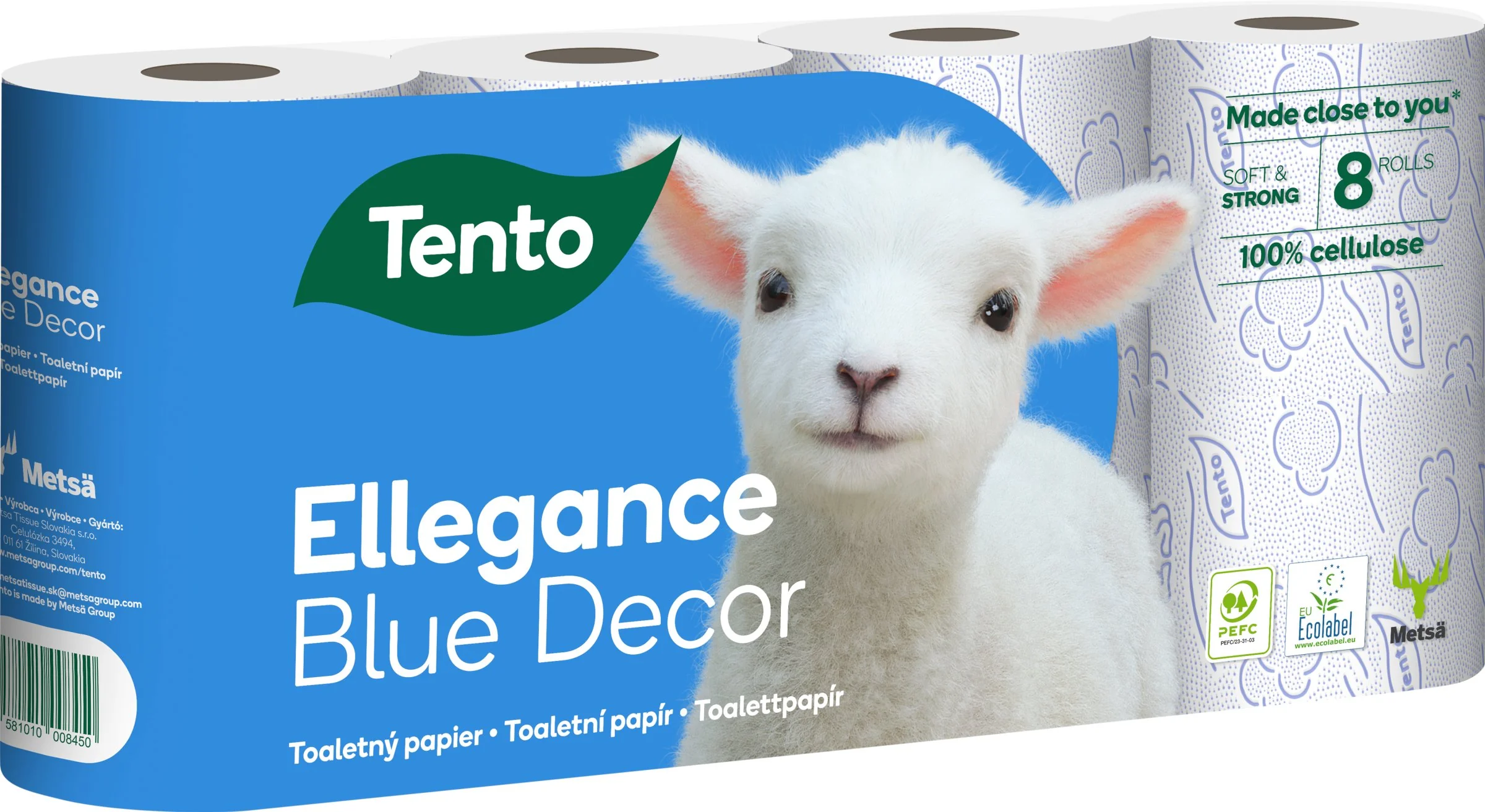 Tento Toaletny Papier Blue Decor 3vr 1×8 ks, toaletný papier 3 vrstvový