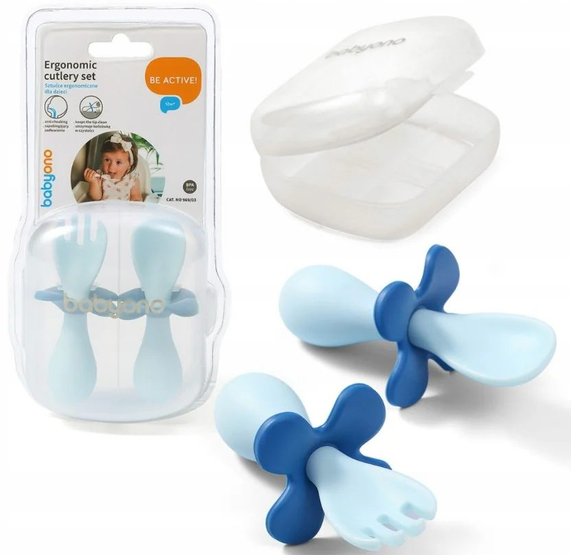 Ergonomický príbor pre deti Baby Ono modrozelený , 20C50133