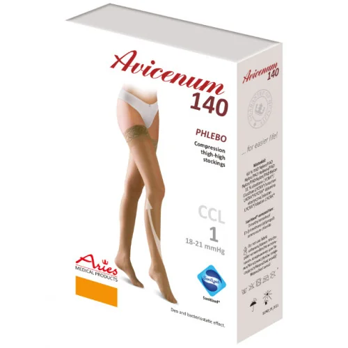 Kompresné stehenné pančuchy Avicenum 140, M, dlhé, čierne