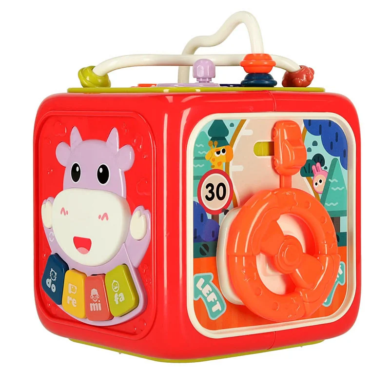 Kocka edukačná interaktívna ACTIVITY CUBE BOX 6v1 12x12x15,5cm modrá