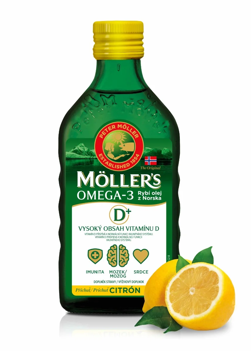 Möller´s Omega-3 Rybí olej D+ s citrónovou príchuťou 250 ml