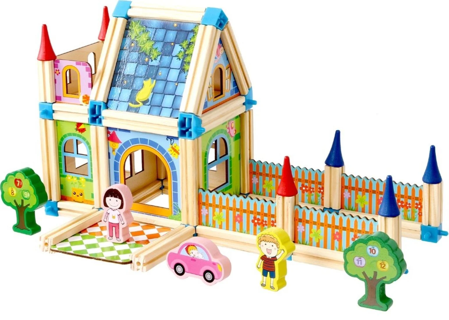 2Kids Toys Drevená stavebnica Zámok farebný
