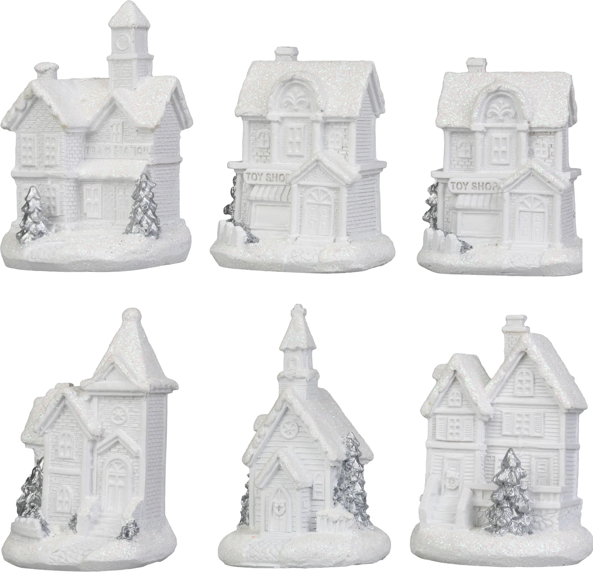MagicHome vianočný LED domček, balenie 12 ks Plast, 1 LED teplá biela, 6x6x8 cm, 2xLR44