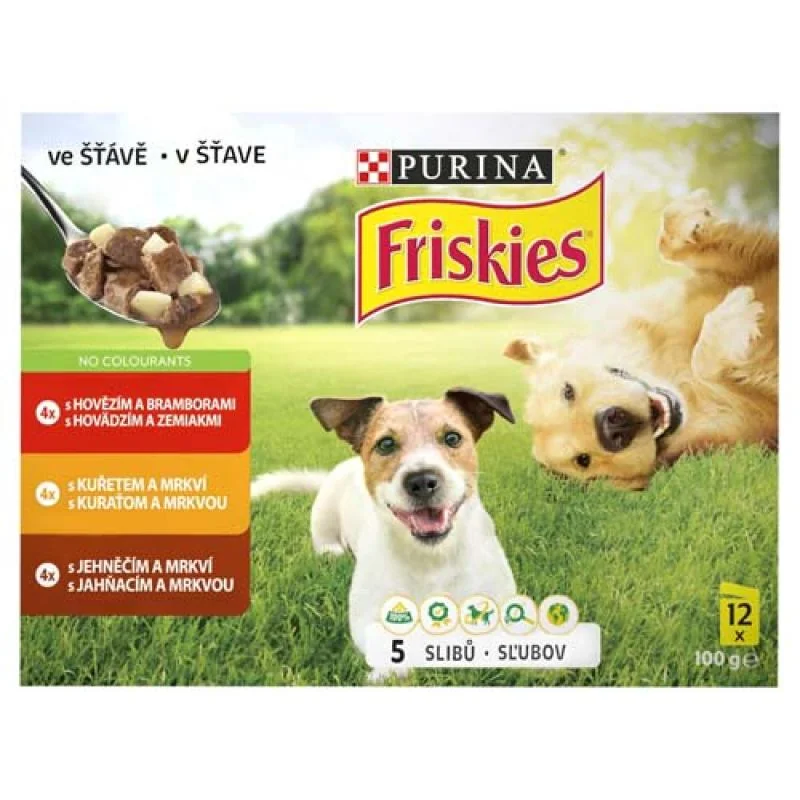 FRISKIES ADULT hovädzie+kura+jahňa 12x100g