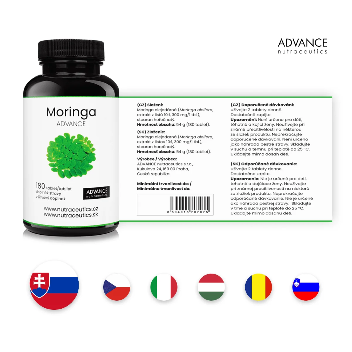 ADVANCE Moringa 180 tabliet - extrakt 10:1 1×180 tbl, výživový doplnok