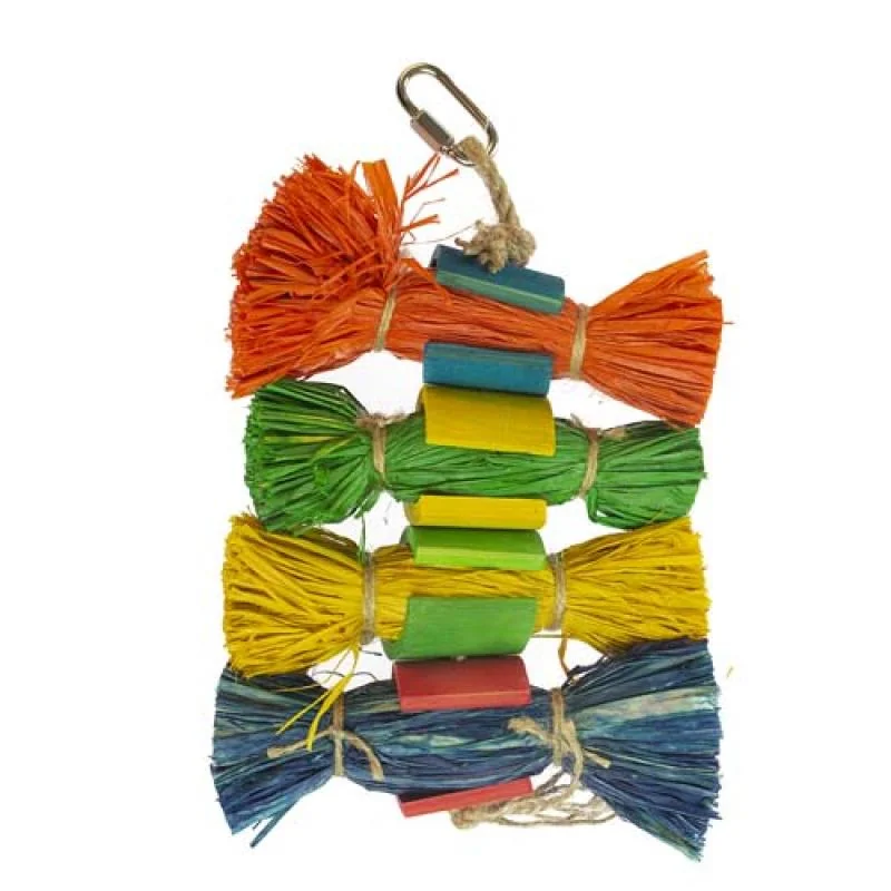 DUVO+ Závesná farebná hračka z rafie a bambusu pre exoty 25,4x12x3,8cm