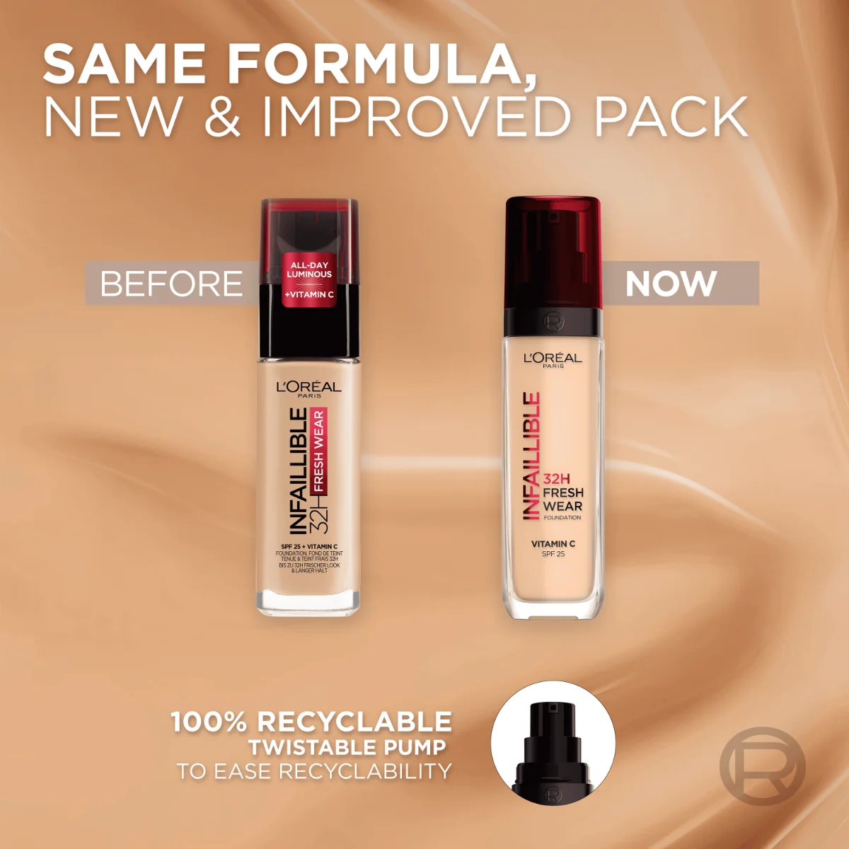 L´Oréal Paris Infaillible 32h Fresh Wear make-up 110 Cool Rosé 1×30 ml, dlhotrvajúci make-up