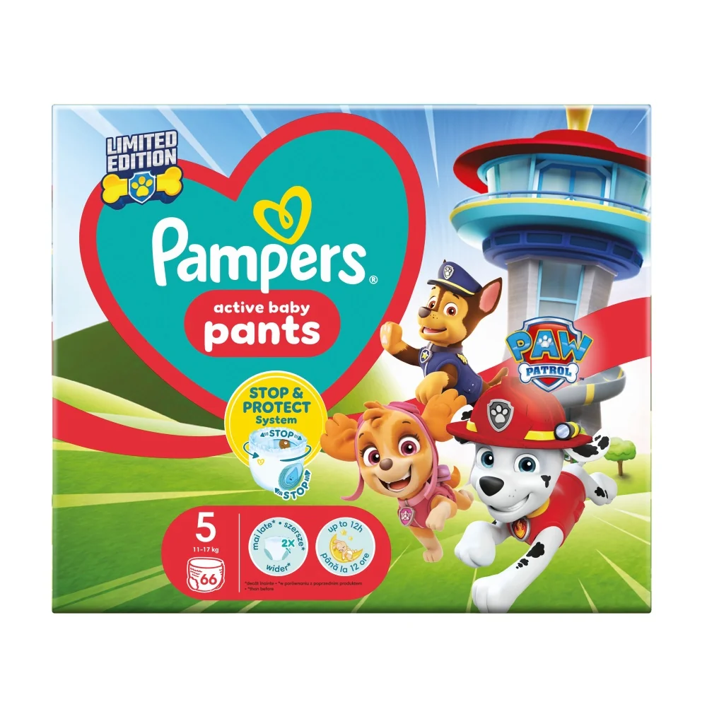 Pampers Pants Paw patrol S5 66ks (11-17kg) 1×66 ks, plienky