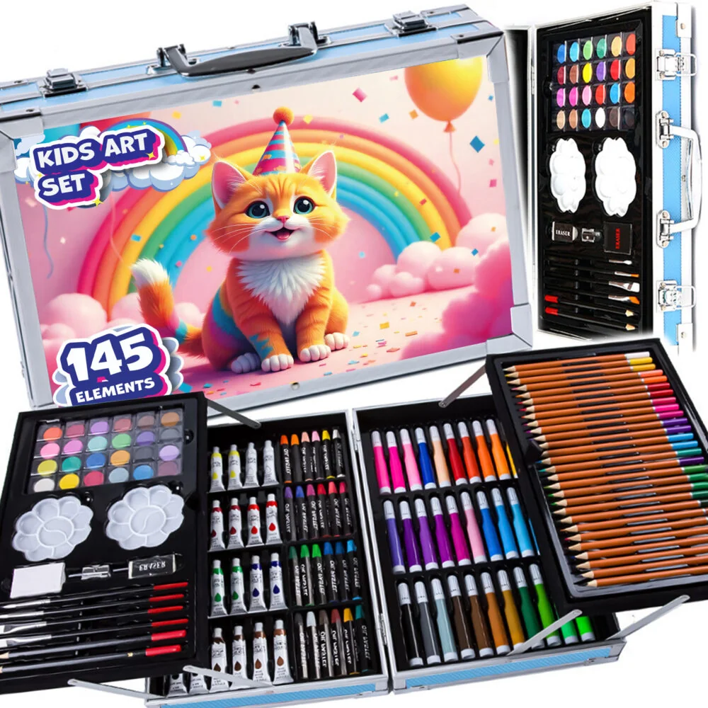MG Art Suitcase Kitty sada pre maľovanie v kufríku pre deti 145ks, modrá rá