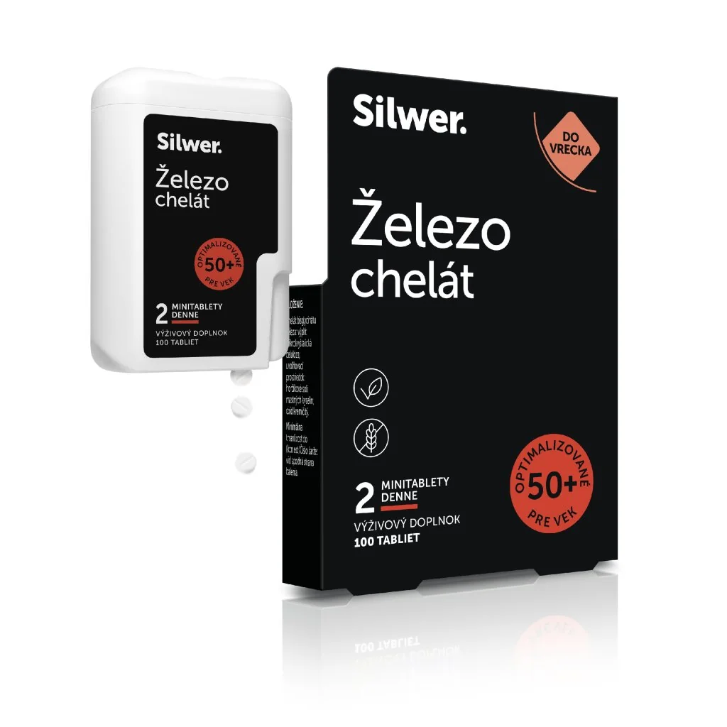 Silwer Železo chelát, minitablety v dvojbalení 100 + 100 minitabliet. Krvinky, energia, metabolizmus.