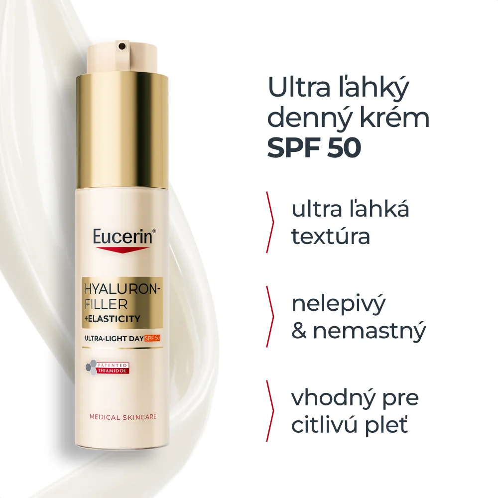 Eucerin HYALURON-FILLER + ELASTICITY Ultra ľahký denný krém SPF 50 50 ml