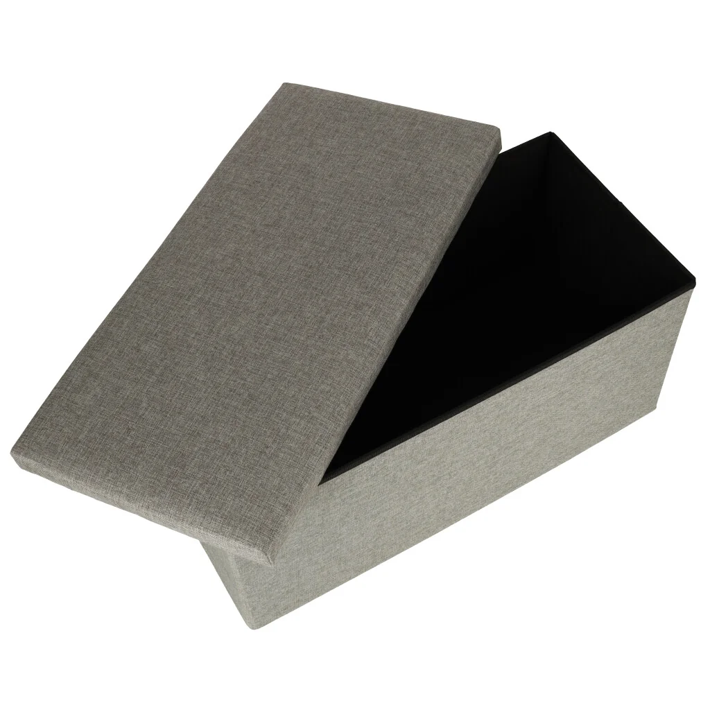 Skladací puf s úložným priestorom sivý veľký 76 × 38 × 38 cm