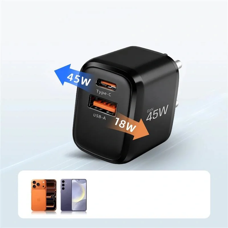 Tech-Protect NCA45W GaN sieťová nabíjačka USB / USB-C 45W PD QC, čierna a