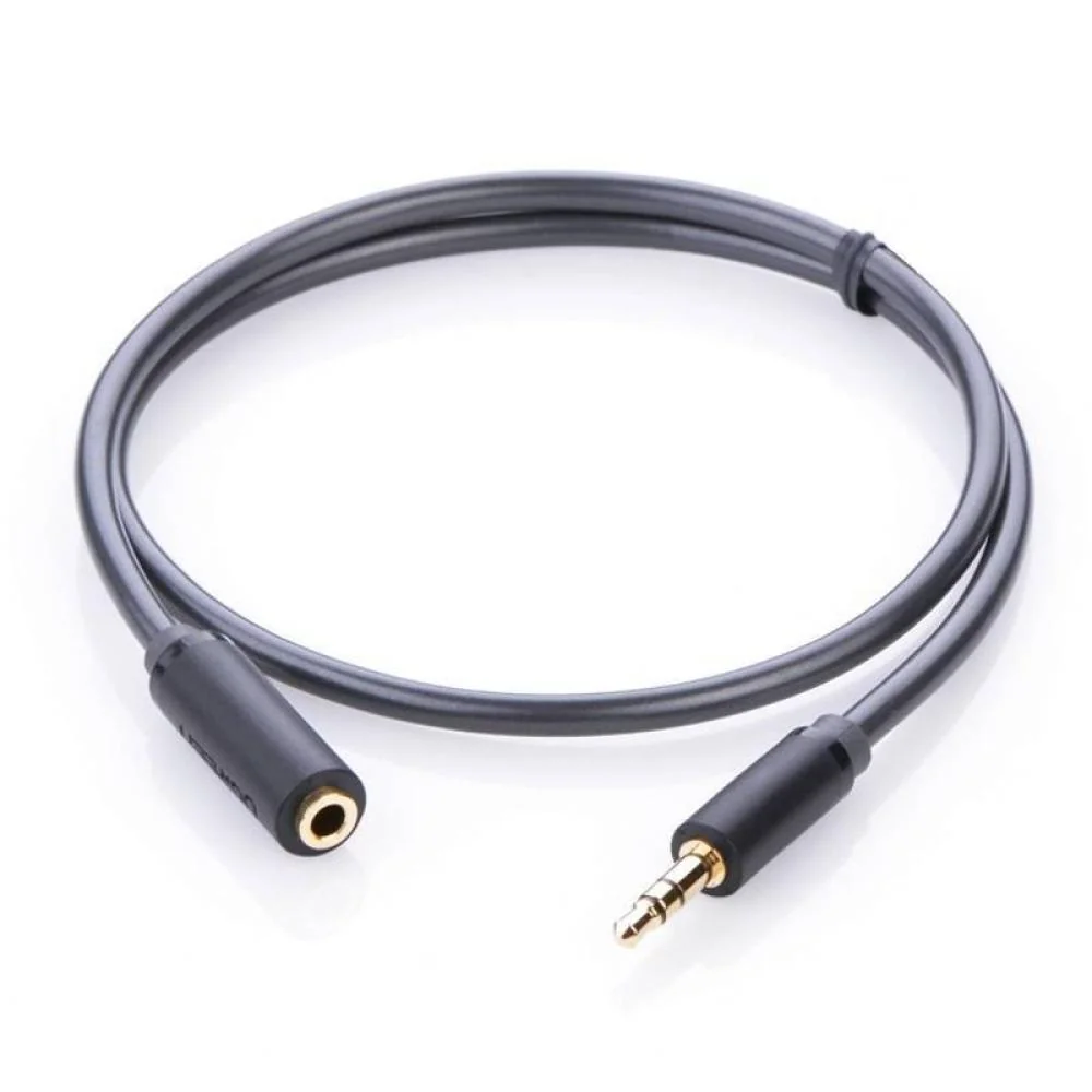 Predlžovací audio kábel - AUX Jack 3,5mm - 1m - Sivá