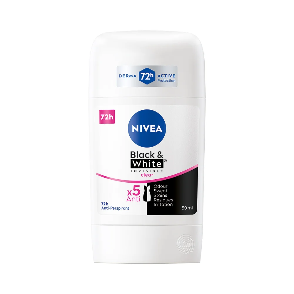 NIVEA Tuhý antiperspirant Black & White Invisible Clear 50 ml