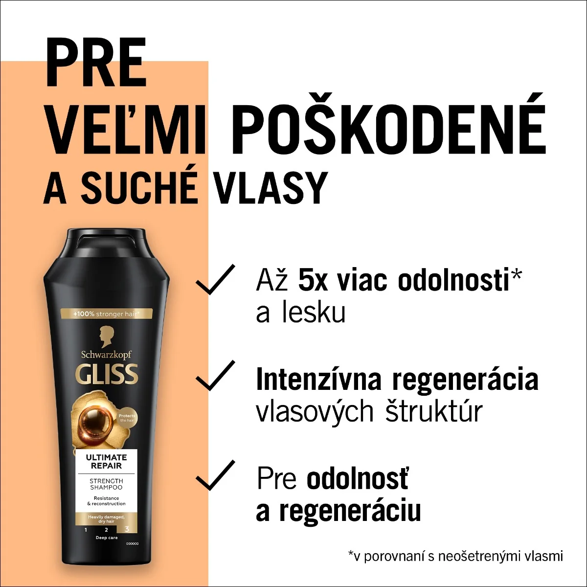 Schwarzkopf Gliss šampón Ultimate Repair 1×400 ml, šampón