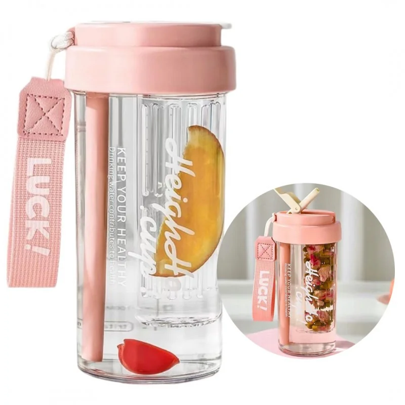 Livefy pohár so slamkou Simple 600ml, ružový 