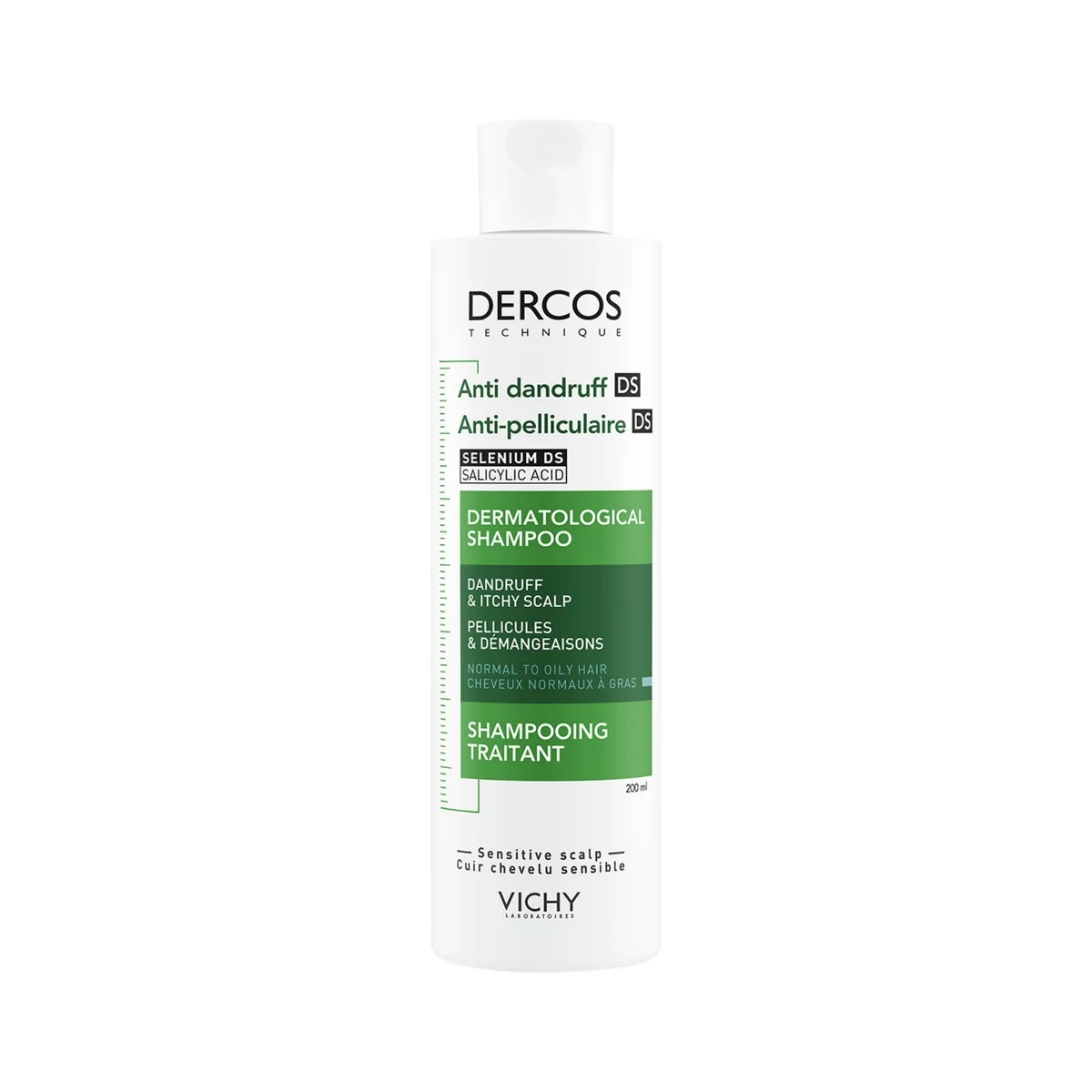 VICHY Dercos Šampón proti lupinám na normálne až mastné vlasy 200 ml 1×200 ml, šampón proti lupinám