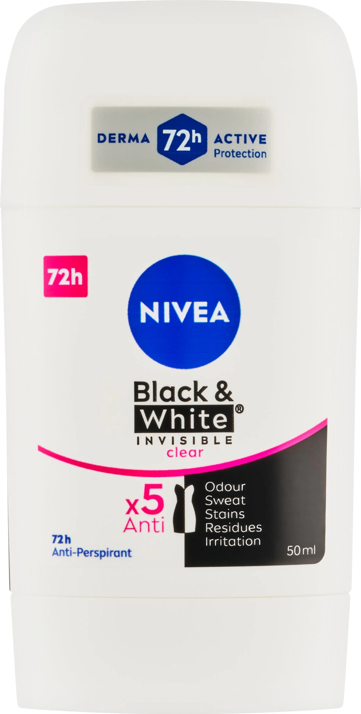 Nivea Tuhý AP B&W Invisible Clear 1×50 ml, antiperspirant