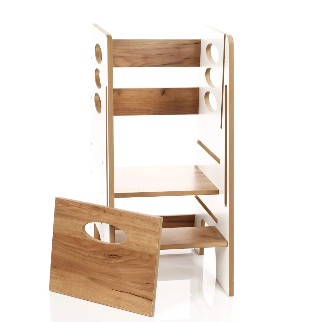 Učiaca veža montessori Safe 4 biela/dub