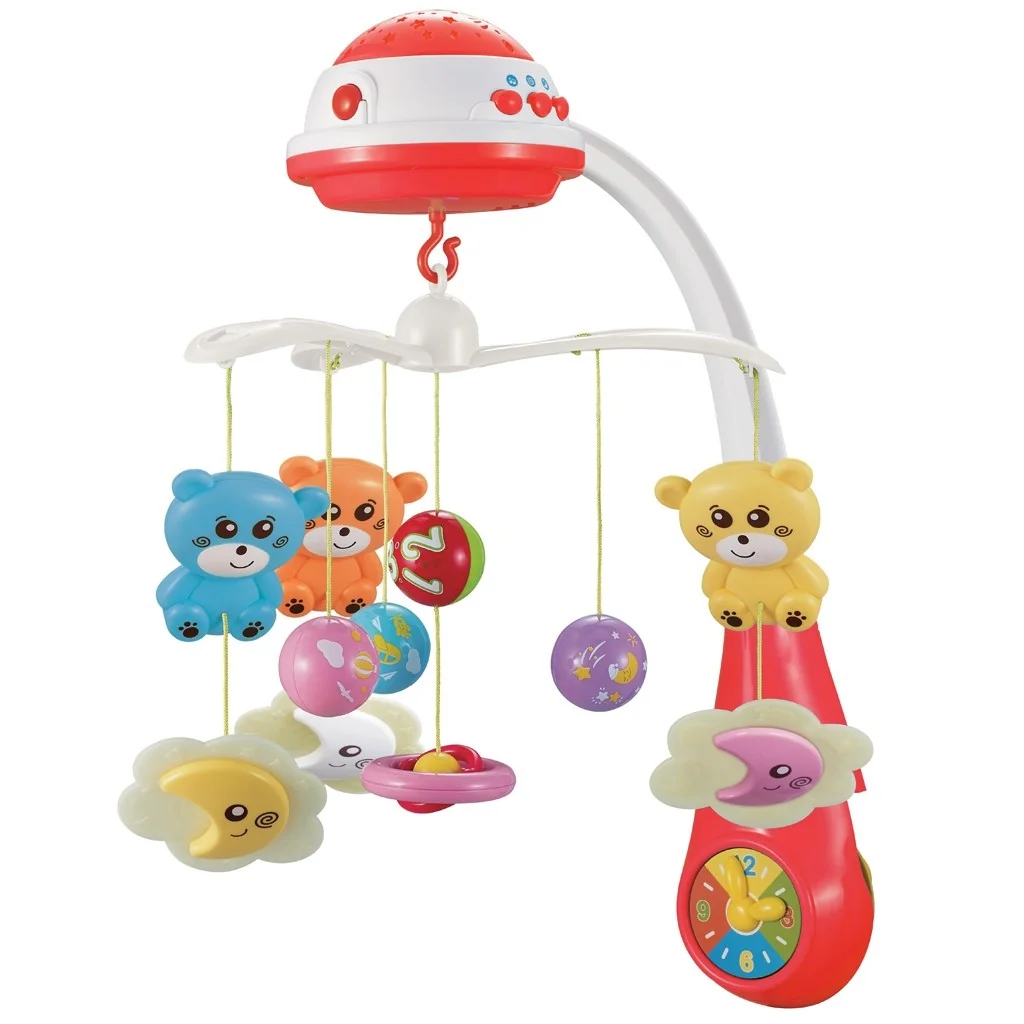 Kolotoč nad postieľku so svetelným projektorom Baby Mix červený ,