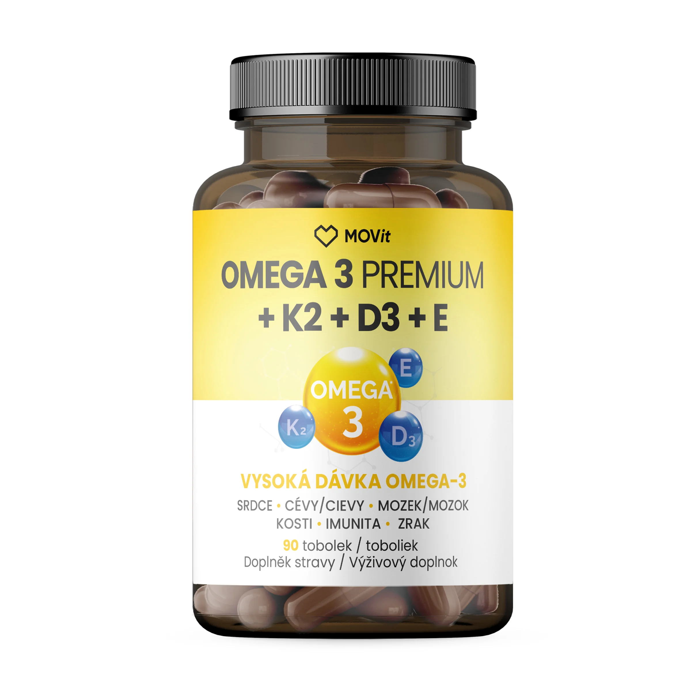 MOVit Omega 3 + K2 + D3 + E Premium, 90 toboliek
