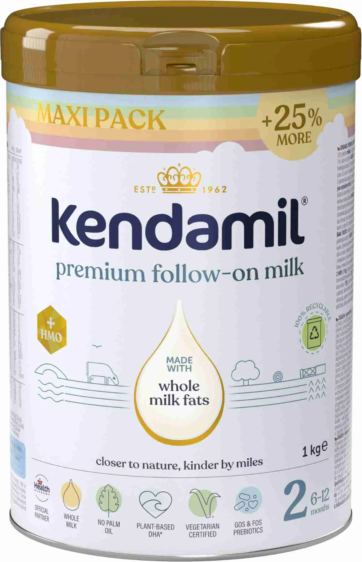 Kendamil Premium 2 HMO+ (1 kg), dúhové XXL balenie 1×1000 g, dojčenské mlieko