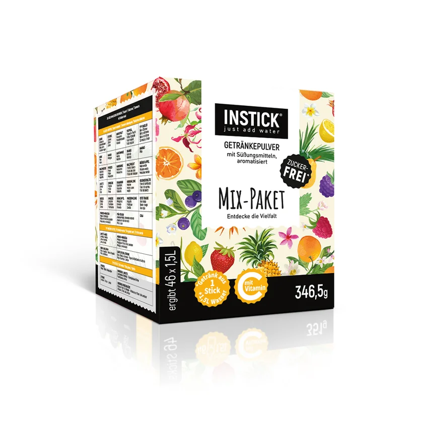 Mix big paket mix ovocných príchutí bez cukru 46 stickov na prípravu 69-115 lit nápoja bez cukru s vitamínom C