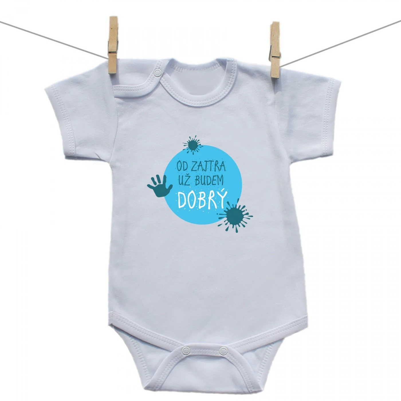 Boodyy Body s krátkym rukávom Od zajtra už budem dobrý Veľkosť: 98