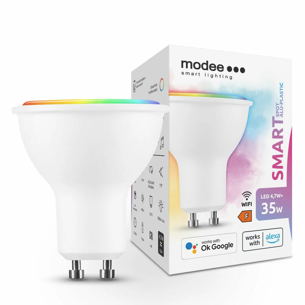Modee LED Smart Tuya LED žiarovka GU10 4,7W farebná a biela, stmievateľná