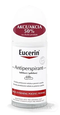 Eucerin Deo Guľôčkový antiperspirant PROMOBALENIE ZĽAVA 50 % NA DRUHÝ PRODUKT 1×2kusy, gulôčkový antiperspirant