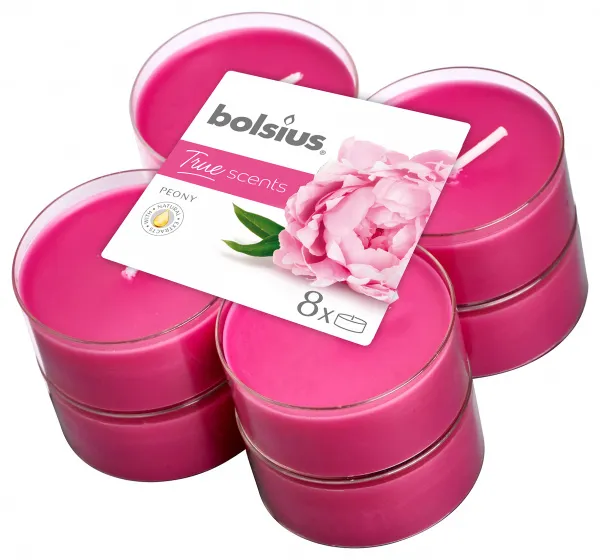 Bolsius Aromatic 2.0 Čajové Maxi 8ks Peony, vonné svíčky