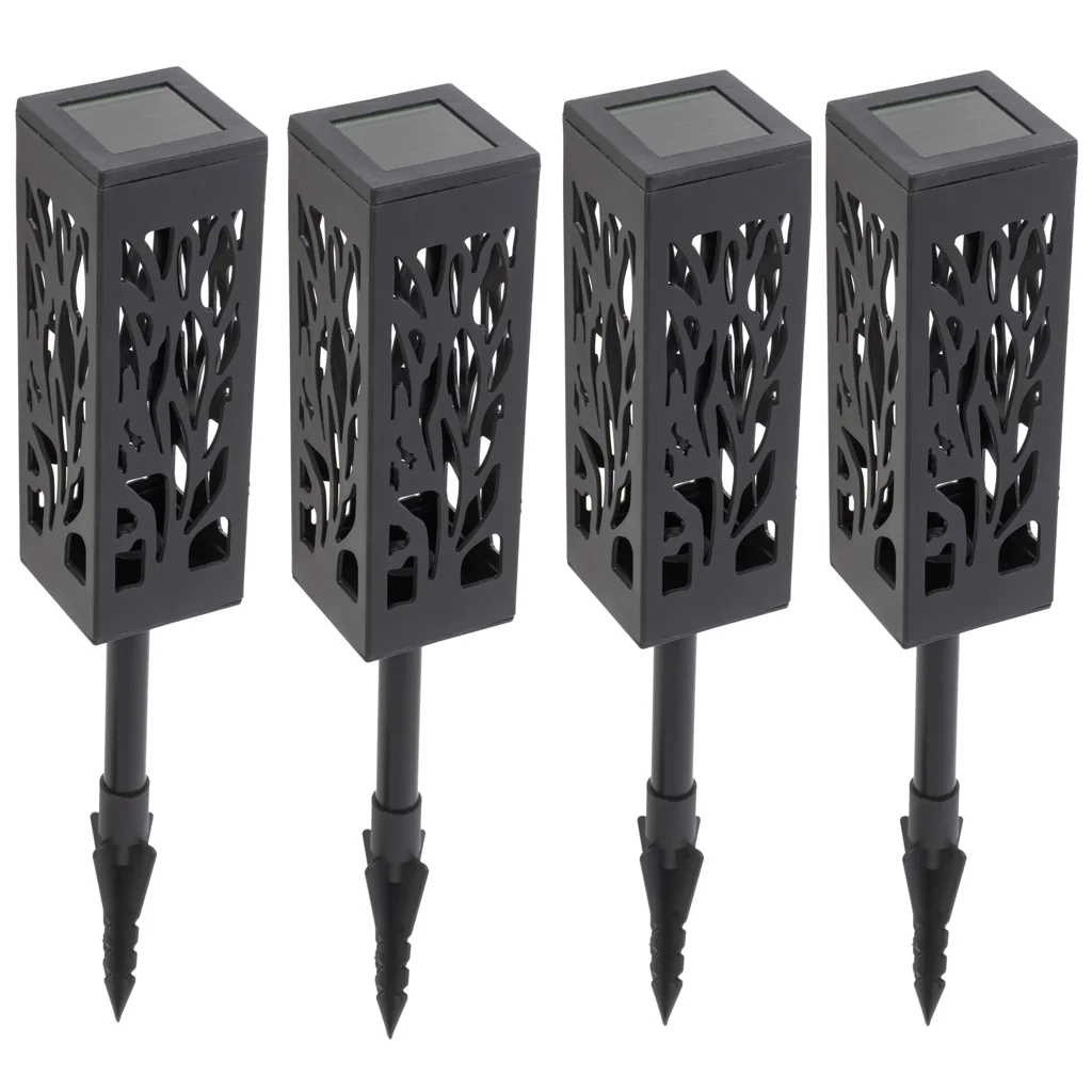 Sada 4 ks solárne LED záhradné svetlá, osvetlenie, lapmy – zapichovacie, teplá biela, IP44, 400 mAh