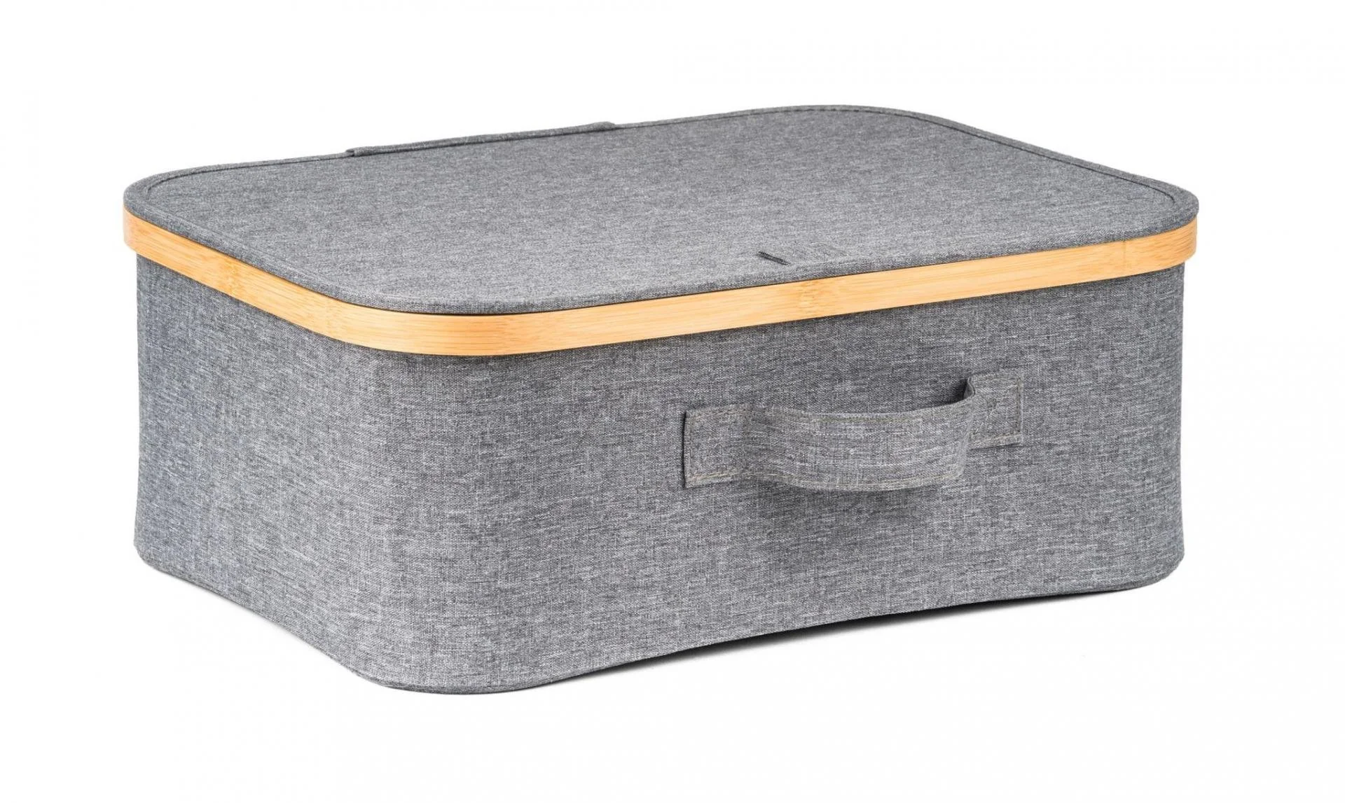 Úložný box G21 40 x 30 x 15 cm, bambusový s vekom, sivý UBG21BAM003-1G