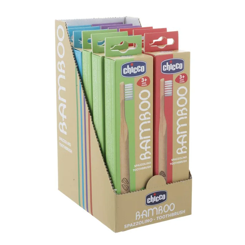 CHICCO Kefka zubná ekologická, biologicky odbúrateľná bambusová Eco Bamboo 36m+ 1 ks
