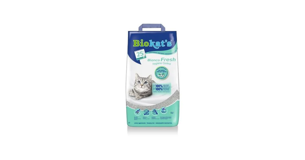 Biokats Podstielka Bianco Fresh Control  5KG A.U.V. "Poškodený obal" 1×5 kg, podstielka pre mačky s poškodeným obalom, chýba približne 10% obsahu