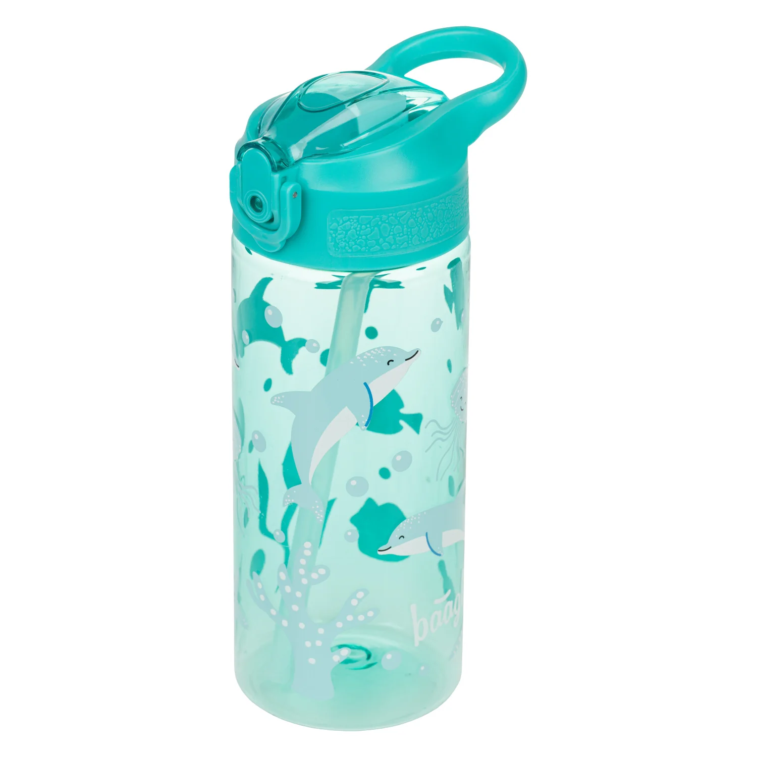 Baagl Tritanová fľaša so slamkou Delfín 500 ml azúrovo modrá 500 ml