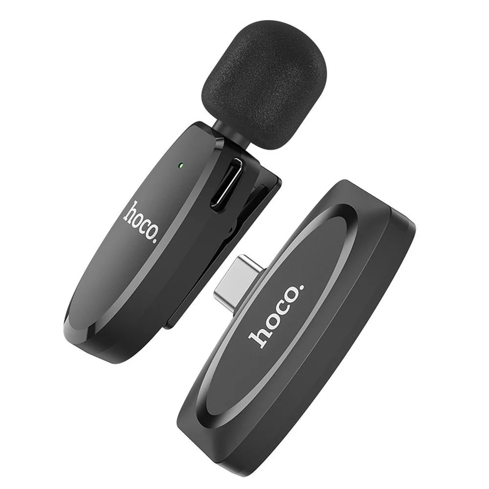 HOCO L15 bezdrôtový lavalier mikrofón USB-C, čierny