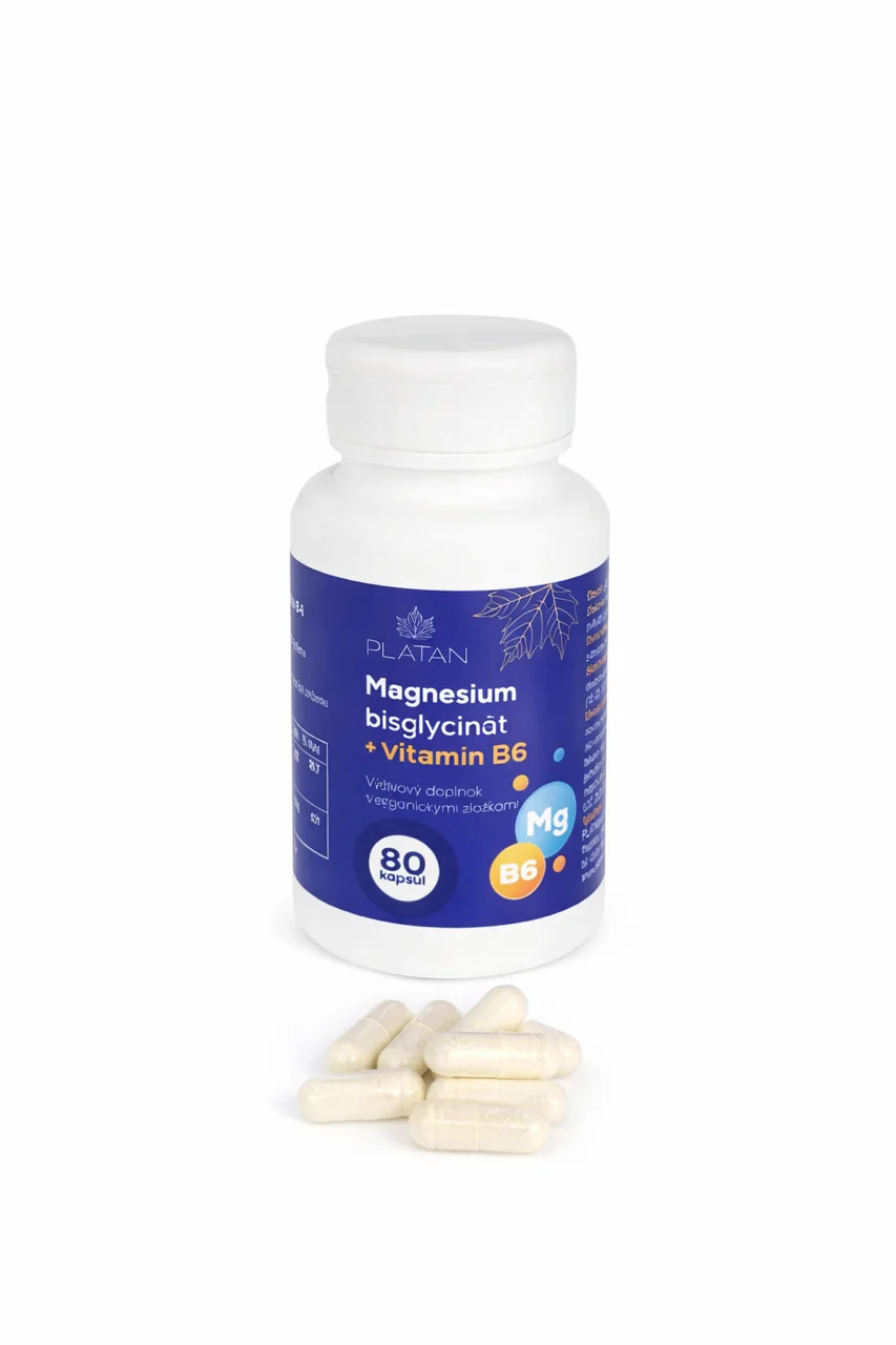 PLATAN Magnesium bisglycinát + vitamín B6 s organickými zložkami 80 kapsúl