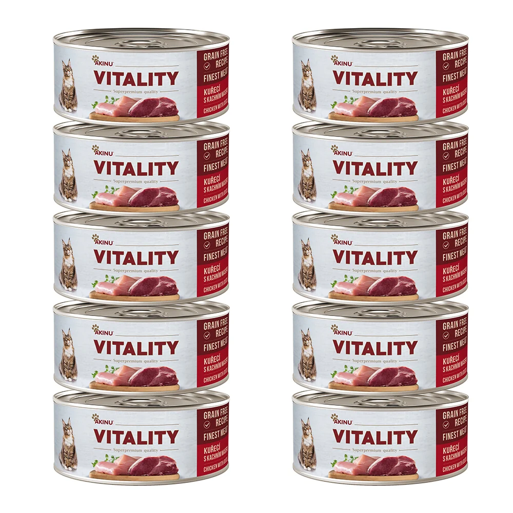 Akinu VITALITY Konzerva s kuracím a kačacím mäsom pre mačky 10 x 70 g