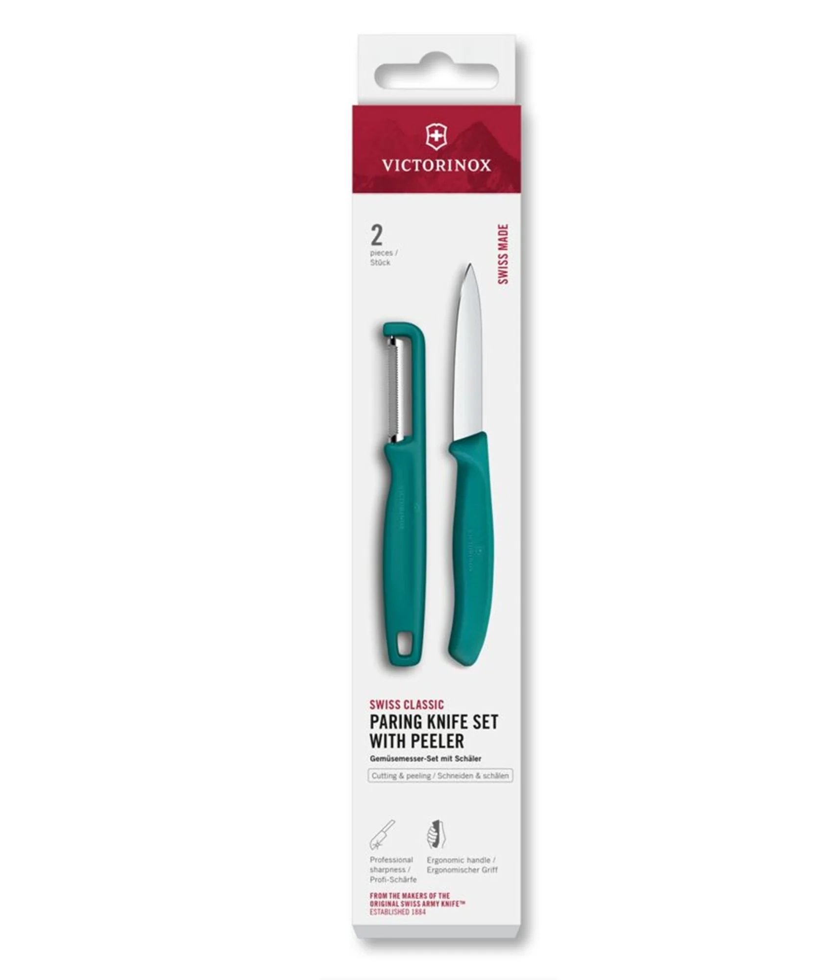 Sada kuchynského noža a škrabky Victorinox Swiss Classic, 2 ks, zelená