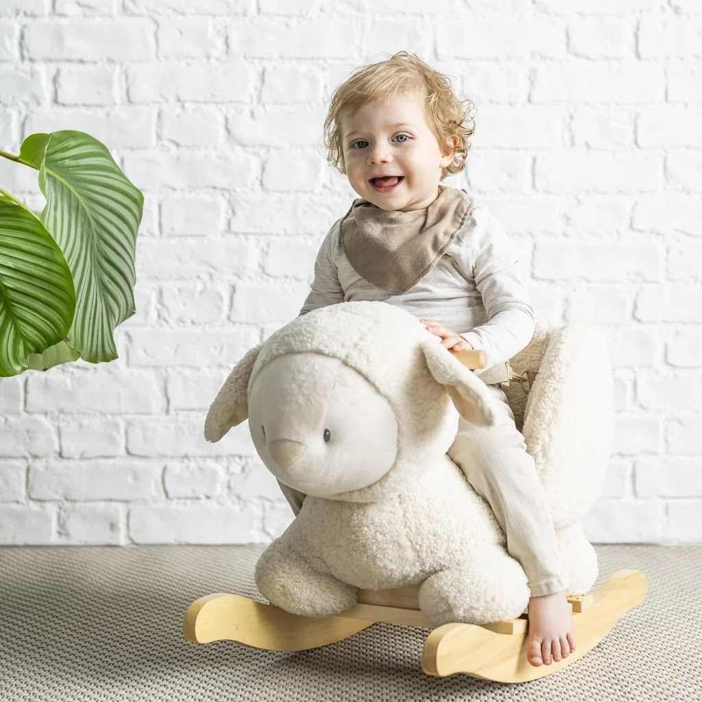 Hojdačka Teddy plyš ovečka ecru 10m+